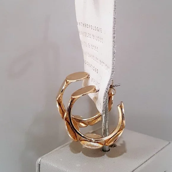 ANTHROPOLOGIE FLAT DISC HOOP EARRINGS NWT - Picture 2 of 5